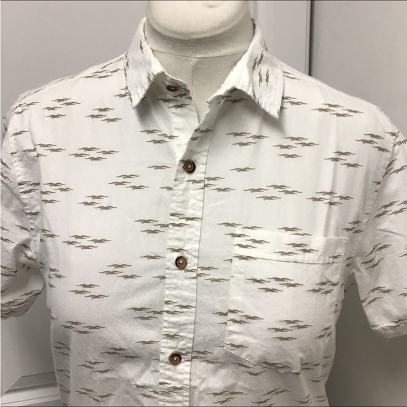 Plugg Mens Short Sleeve Button Down Casual Shirt, White, size S - Picture 10 of 13